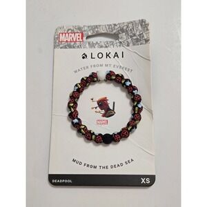 Lokai Unisex Deadpool Marvel Silicone Bead Bracelet Black Red XS